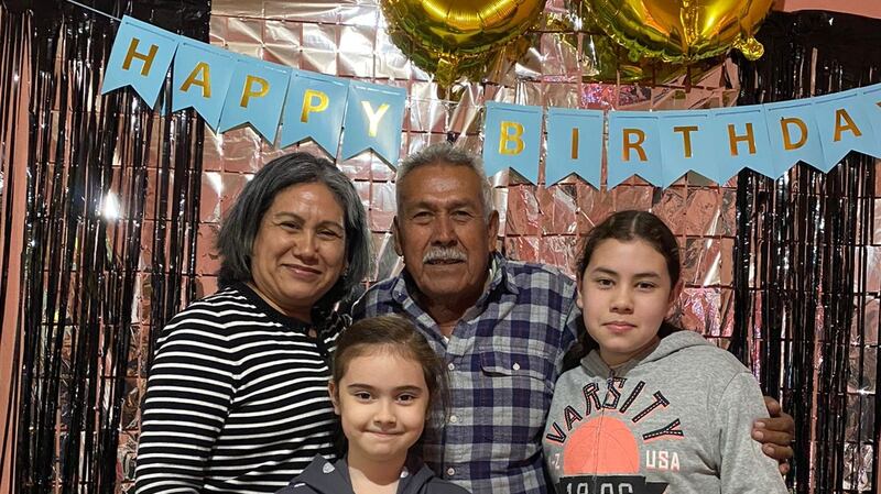 Veronica Garza Flores; her father (Macario Garza Flores); Emma and Kathleen celebrate  Macario’s 80th birthday in Mexico