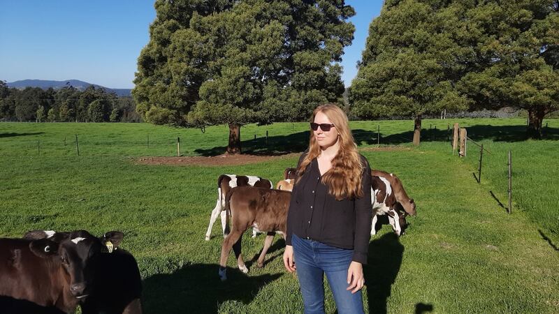 Grace Walsh on the farm in Springfield, Tasmania