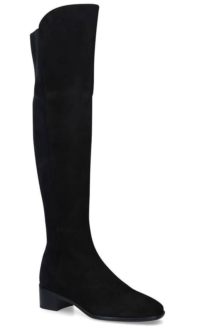 Over-the-knee black suede boots by Stuart Weitzman, €750 at Brown Thomas