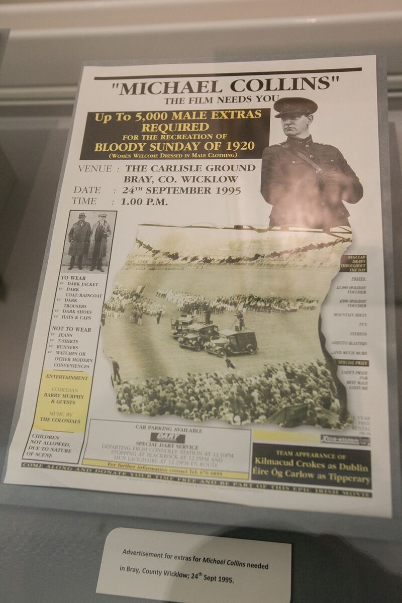 A poster looking for extras to participate in various scenes of Michael Collins. Photograph: Gareth Chaney Collins
