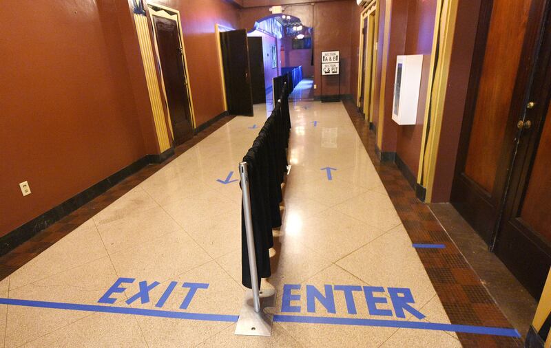 Socially distanced concert: the one-way system at TempleLive in Fort Smith, Arkansas. Photograph: Kevin Mazur/Getty