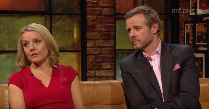 Fiona and Tim Tuomey on The Late Late Show on Friday.