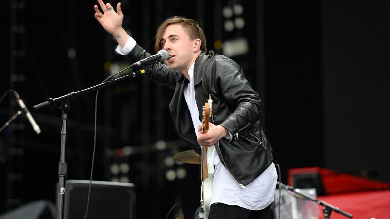 Local band Otherkin command the stage like seasoned professionals at Slane Castle. Photograph: Dara Mac Dónaill