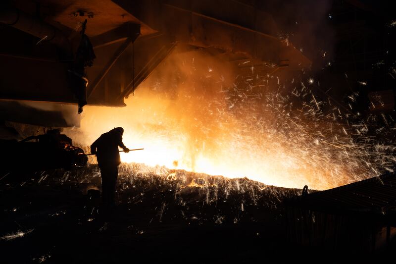 A blast furnace at Britain’s largest steel mill, Tata Steel in Port Talbot, Wales, where up to 3,000 jobs are to be cut. Photograph: Francesca Jones/New York Times                