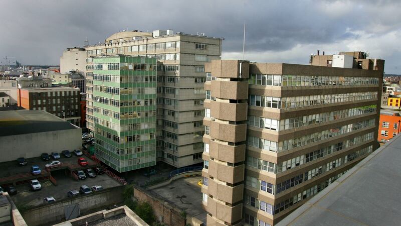 Apollo House (at right), in Dublin city centre, which has been demolished. The Screen cinema (lower building at left) is also gone amid a major regeneration at the site. File photograph: Kate Geraghty