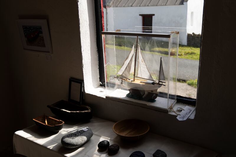 Inside the James Dixon Gallery on Tory Island, main outlet for the extraordinary local painting tradition begun by Englishman Derek Hill. Photograph: Chris Maddaloni