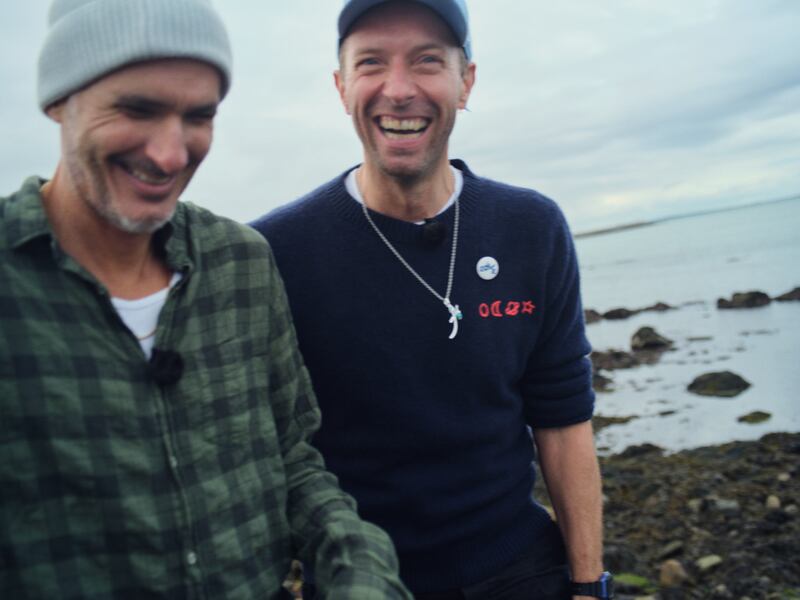 Zane Lowe and Chris Martin in Sandycove, Dublin. Photograph: Apple Music