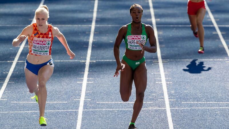 Gina Akpe-Moses in action at the 2018 European Championships in Berlin. Photograph: Morgan Treacy/Inpho