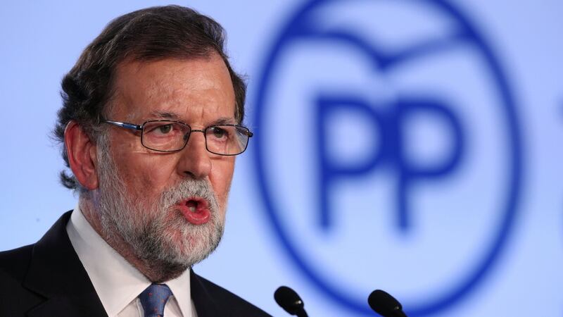 Spanish prime minister Mariano Rajoy speaks during a Catalan People’s Party (PP) meeting in Barcelona. Photograph: Reuters/Albert Gea