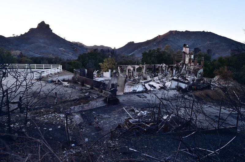 The remnants of a home destroyed in the Woolsey fire are seen November 12th, along Mulholland Highway in the hills above Malibu Photo by Robyn Beck/AFP/Getty