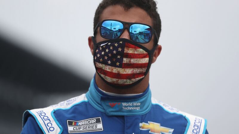 Nascar driver Bubba Wallace  found himself on the end of Donald Trump tweet storm. Photograph:  Chris Graythen/Getty Images