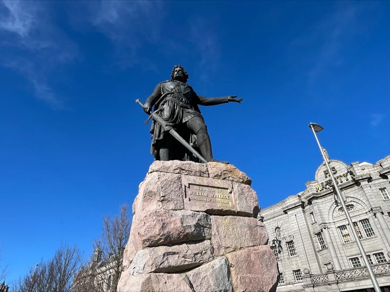 The statue of William Wallace stands overlooking Union Terrace Gardens. Photograph: Mark Paul