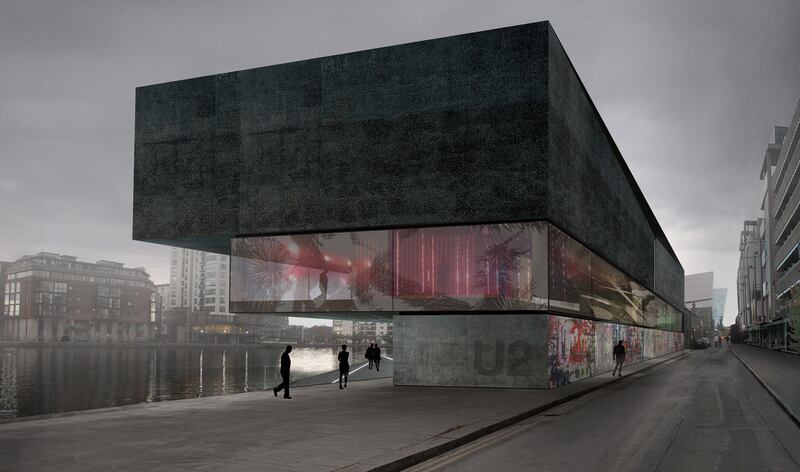 An illustration of the plans from 2018 for the U2 visitor centre on the docks.