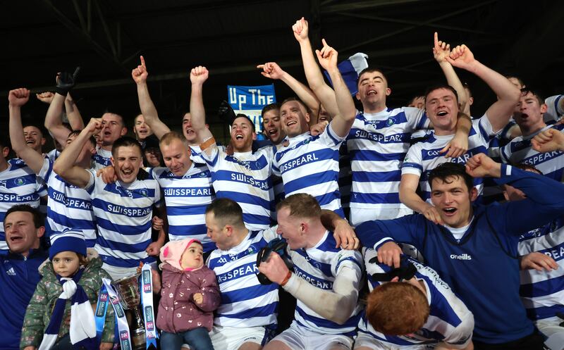 Castlehaven celebrate winning the Munster SFC title. Photograph: James Crombie/Inpho