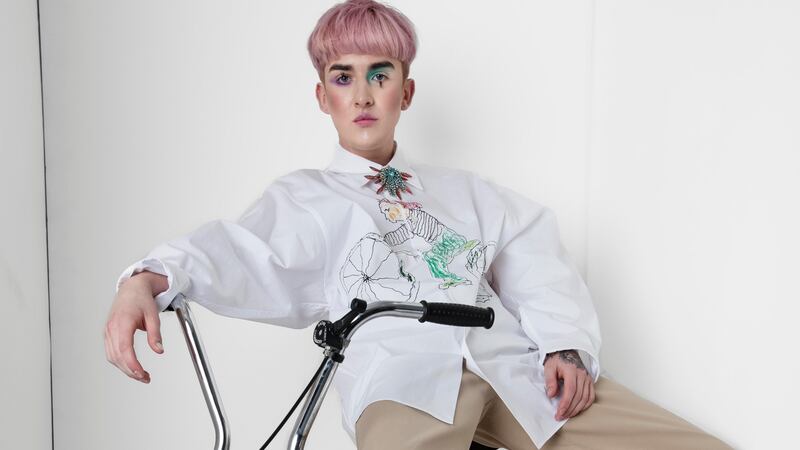 Trousers, €52, Topshop,  Cork; shirt €745, Marni, and brooch, €430, Samui, Cork.