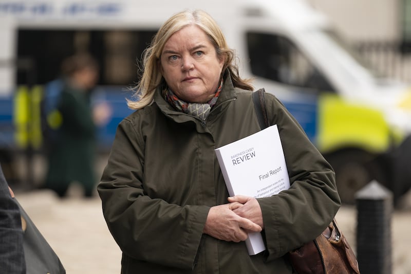 Louise Casey arrives at Queen Elizabeth II Conference Centre in Westminster, London, for the press briefing of her review into the standards of behaviour and internal culture of the Metropolitan police. Photograph: Kirsty O'Connor/PA