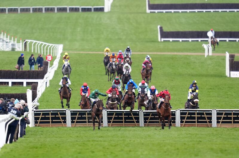 Jasmin De Vaux, ridden by Paul Townend, on their way to winning the Albert Bartlett Novices' Hurdle on day four of the 2025 Cheltenham Festival. Photograph: Adam Davy/PA Wire.
