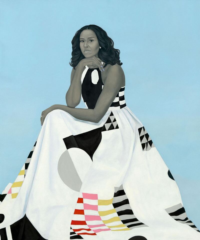 Michelle LaVaughn Robinson Obama (born 1964)Born Chicago, IllinoisFirst Lady Michelle ObamaAfter graduating from Princeton University, Michelle LaVaughn Robinson earned a law degree from Harvard University. She then returned to her hometown of Chicago, where she met her future husband, Barack Obama, while working in intellectual property law. As the first lady and as the mother of two daughters, Obama was inspired to reach young people through various health and education initiatives that included Let�s Move, Reach Higher, and Let Girls Learn. The latter fought to ensure that girls worldwide were afforded equal access to learning opportunities. Since leaving the White House, she has continued to empower young women around the world with the Girls Opportunity Alliance.When Amy Sherald�s portrait of Obama was unveiled at the National Portrait Gallery in 2018, many viewers were pleased while others were shocked by the artist�s distinctive approach, which uses gray for skin color as a way to look beyond the superficial differences of race.Amy Sherald (born 1973)Oil on linen, 2018National Portrait Gallery, Smithsonian Institution;Online features December 2020. Smithsonian Institution virtual exhibition Every Eye Is Upon Me: First Ladies of the United States. Press image from Brendan Kelly, Public Affairs Smithsonian, National Portrait Gallery