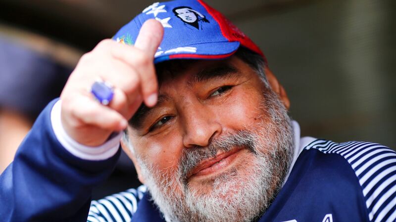 Diego Maradona in 2019 as head coach of Gimnasia y Esgrima La Plata. Photograph: Marcos Brindicci/Getty Images