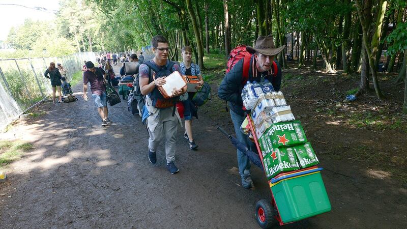 After 1am, up to  four cans per person will be permitted into the main arena; there is an overall limit of 48 cans per person in the camping areas. Photograph: Dave Meehan