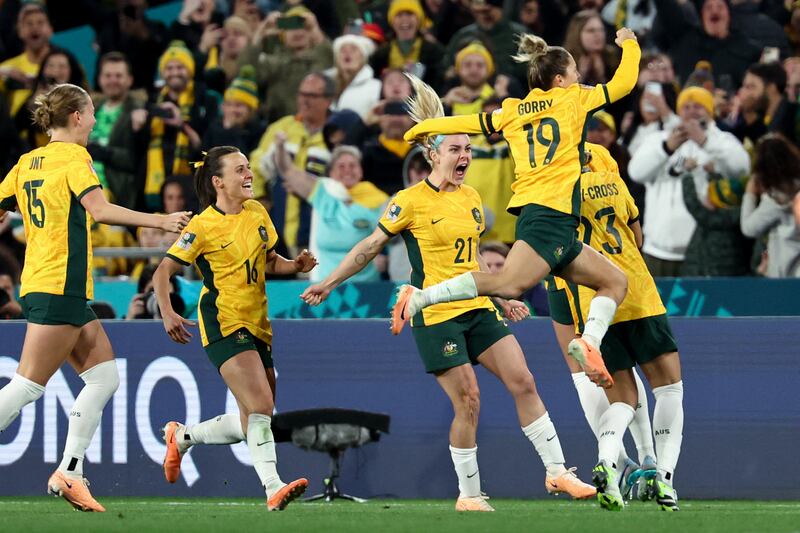 Stephanie Catley celebrates her penalty against Ireland. Photograph: Getty Images