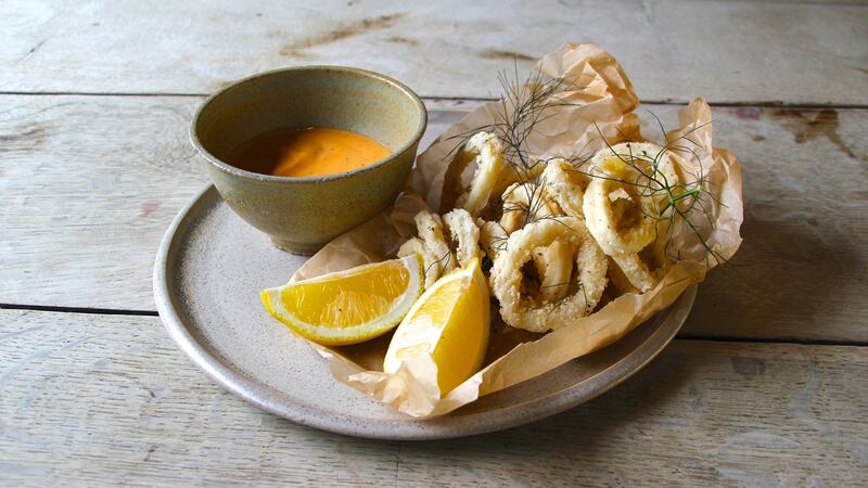 Salt and pepper squid with gochujang aioli.