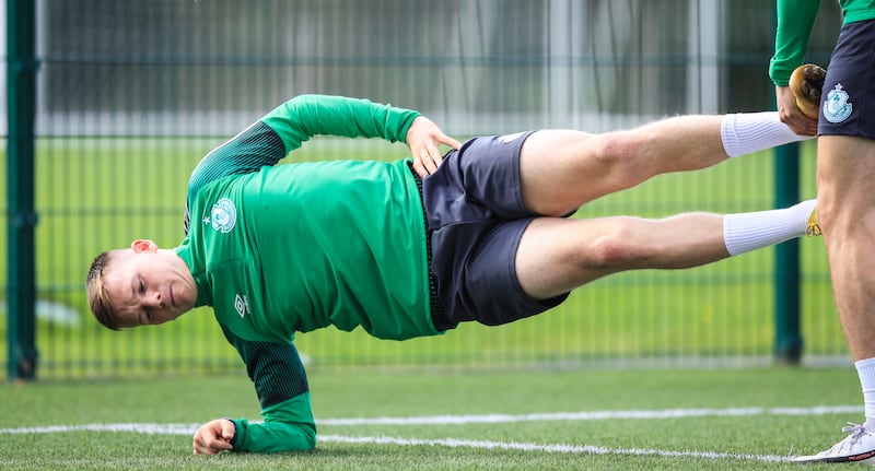 Andy Lyons at Shamrock Rovers' training session at Roadstone on Wednesday. Photograph: Evan Treacy/Inpho 

