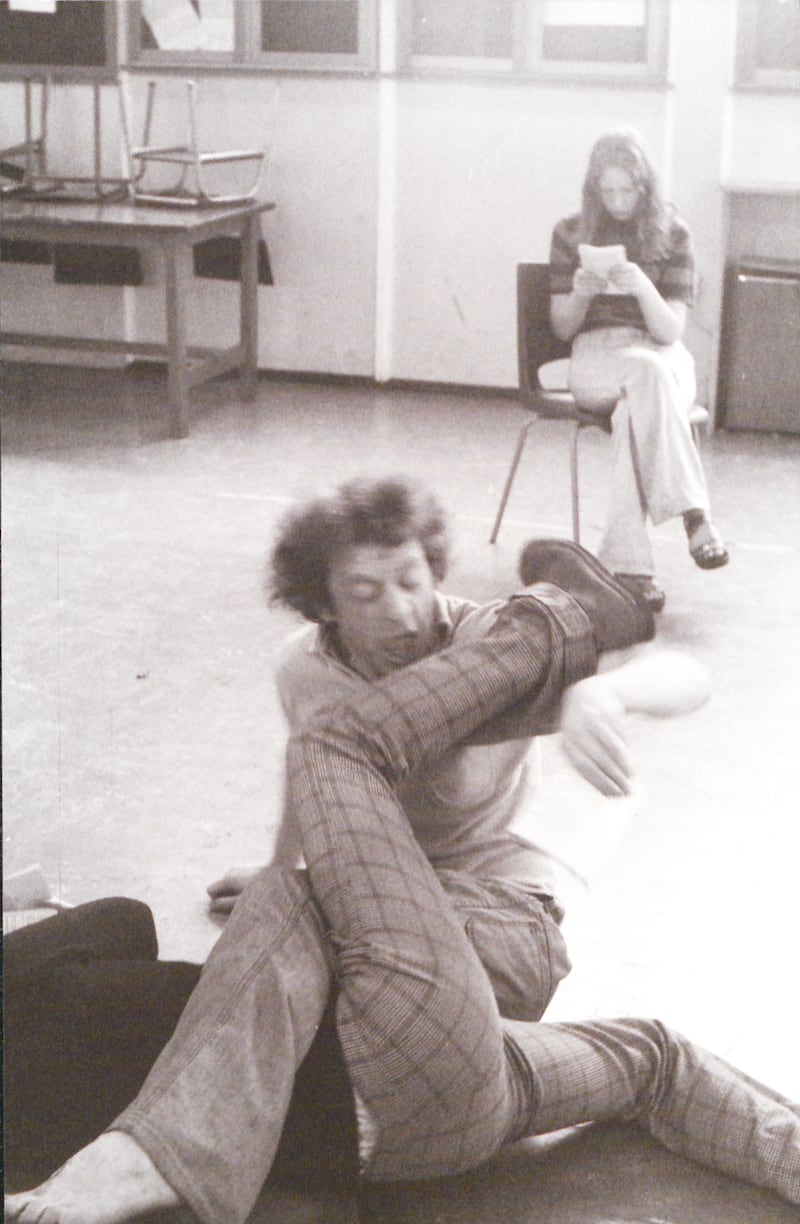 Mick Lally and Marie Mullen during rehearsals for the first Druid production 1975