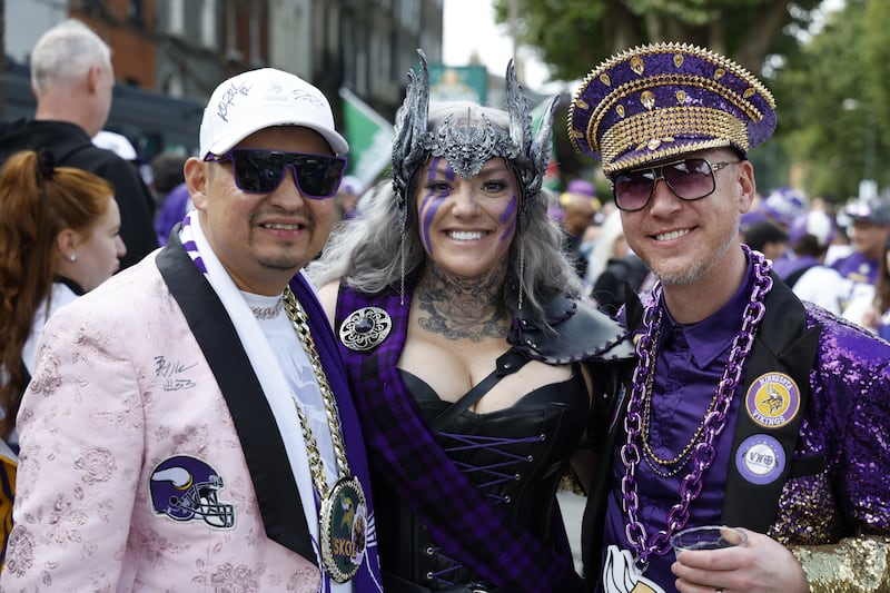 Luka Latty, Devon Burns and Jamie Fisher were dressed for the occasion at Croke Park on Sunday. Photograph: Nick Bradshaw/The Irish Times