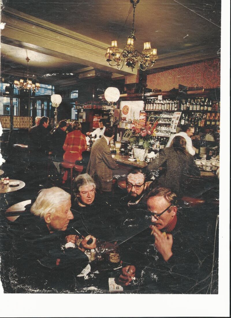 Mary Lavin in Neary’s with Austin Clarke, Thomas Kinsella and Tom Kilroy, first published in Travel & Leisure Magazine’s Autumn 1972 edition accompanying an article by Lawrence Durrell. Photograph: Arnold Newman