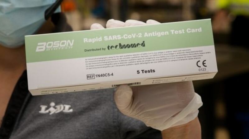 A Covid-19 antigen test, which went on sale in Lidl. Photograph: Gareth Chaney/Collins