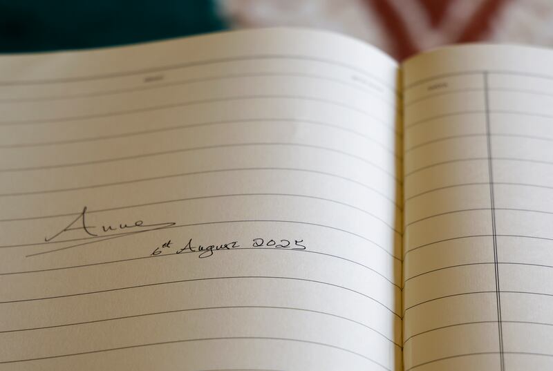 Less is more? Princess Anne's signature on the visitors' book. 