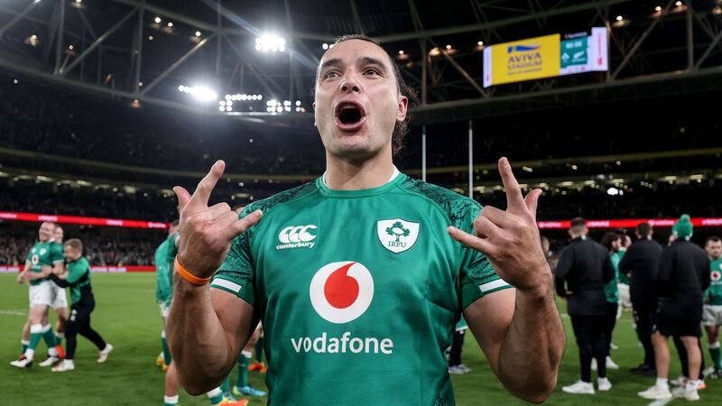 James Lowe celebrates Ireland’s win over his native New Zealand. Photograph: Dan Sheridan/Inpho