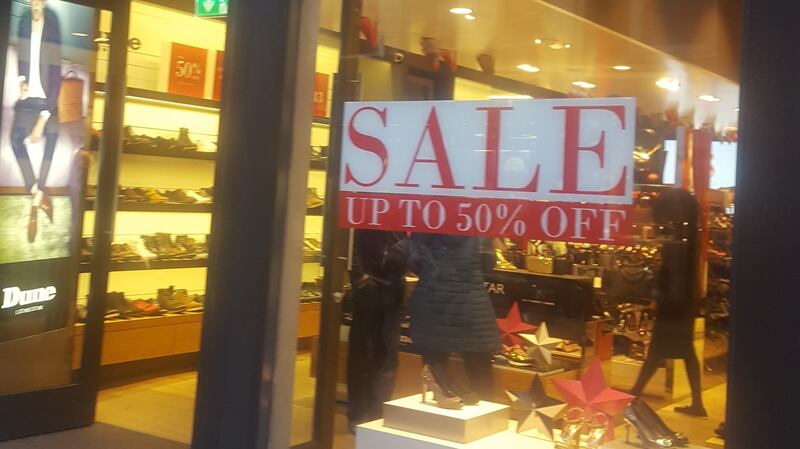In shoe store Dune, a wide range of discounted shoes are available.