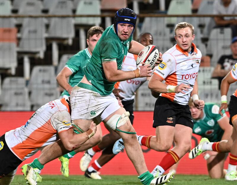 Emerging Ireland vs the Cheetahs, October 2024: Skipper James Culhane makes ground.
Photograph: Steve Haag Sports/Darren Stewart