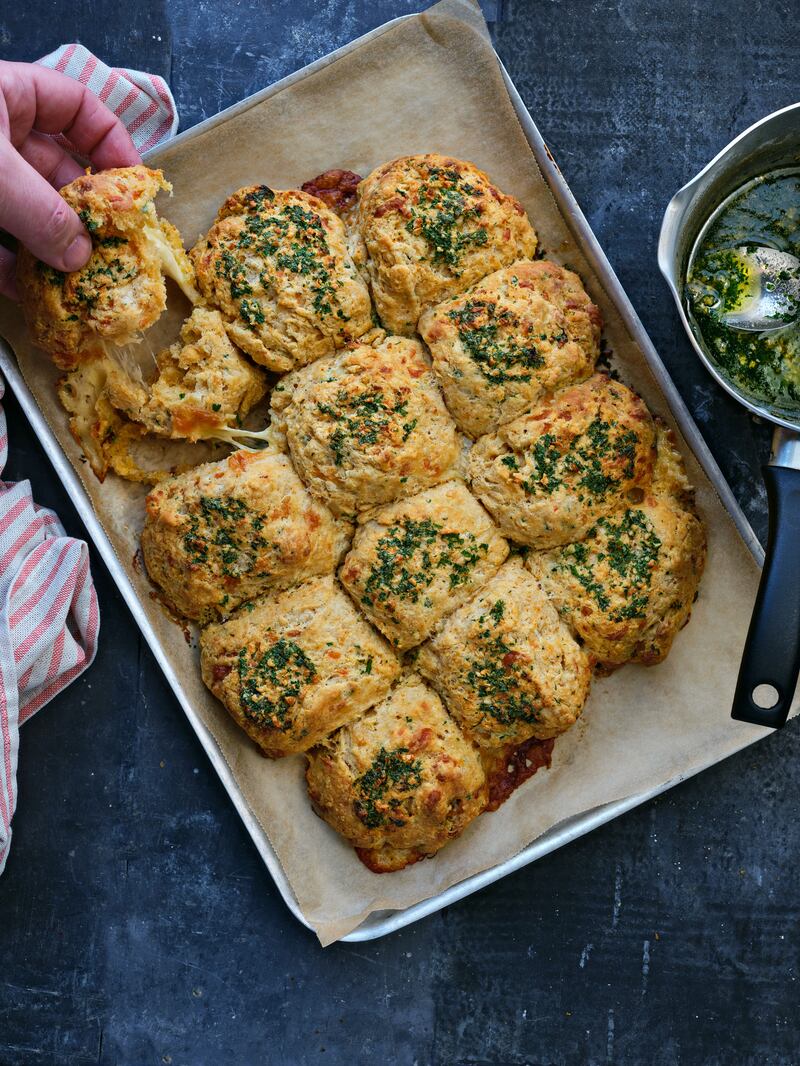 Tear and share smoked garlic and cheese scones. Photograph: Joanne Murphy