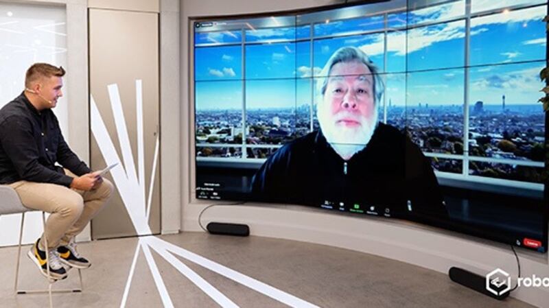 Robotify chief executive speaking to Apple co-founder Steve Wozniak at a recent virtual event