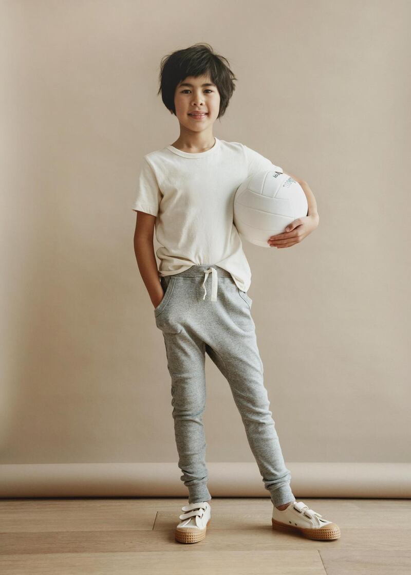 Organic cotton T-shirt, €27.50, cotton pants, €43.50, from thelittlewoodenpeg.com