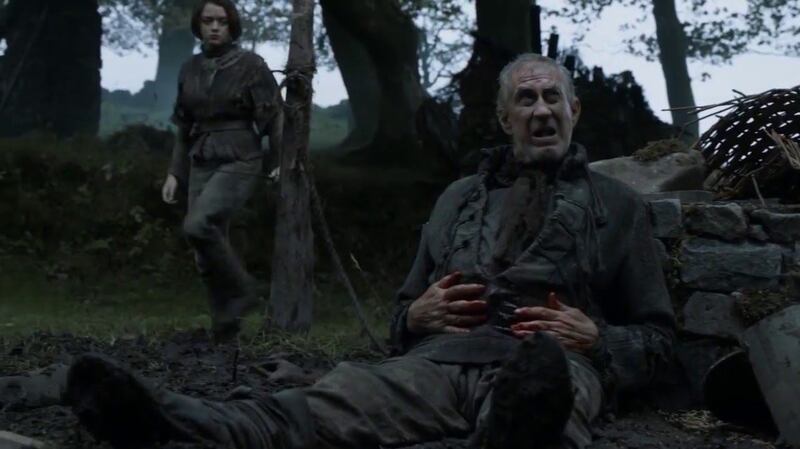 The farmer Clamm  dying “in the Larne mud”  in Game of Thrones