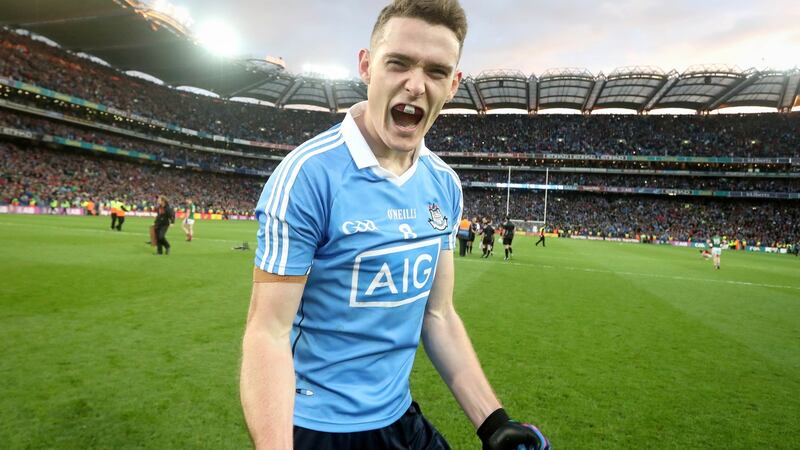 Dublin’s Brian Fenton celebrates after Dublin’s All-Ireland win over Mayo at Croke Park. “It’s special, special times.” Photograph:  Ryan Byrne/Inpho