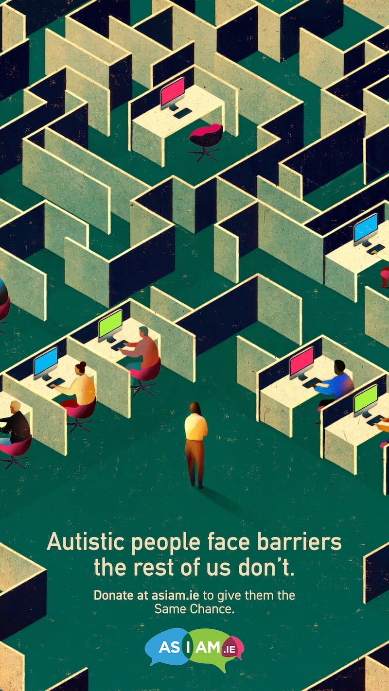 ‘Barriers’ highlighting the challenges autistic people can face in the workplace ran in April 2022 for Autism Awareness Month. Agency: Core Creative