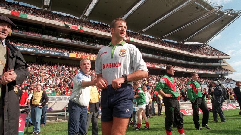 Mayo boss John Maughan during his side’s All-Ireland semi-final win over Kerry in 1996. Photograph: Lorraine O’Sullivan/Inpho