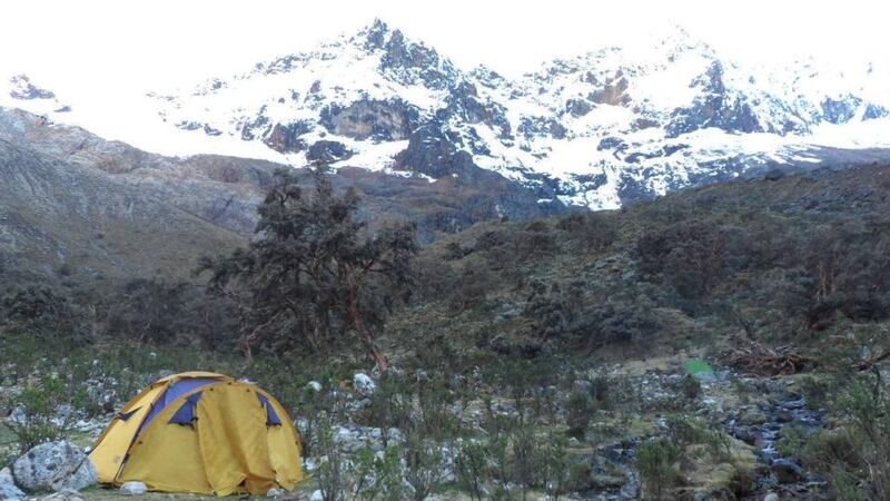 “Waking up in our tent to snow covered mountains, after putting it up in the pouring rain the afternoon before, it seemed like we had been transported to a different world.”