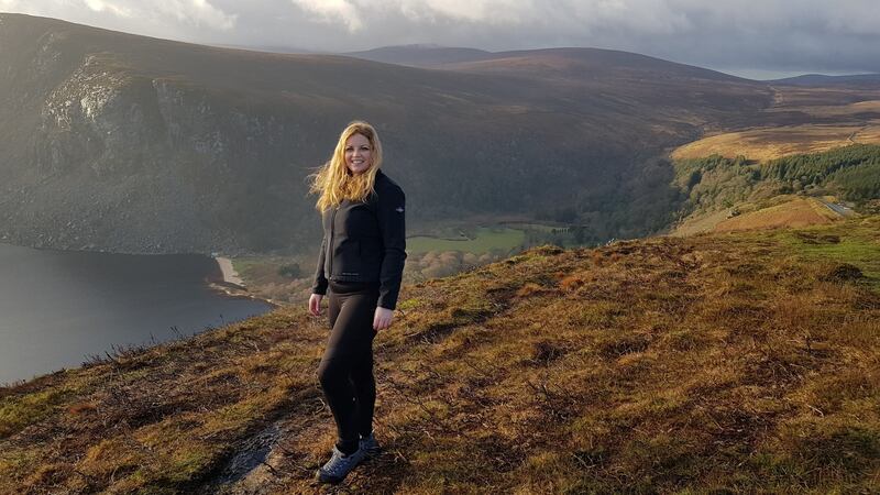 Rachel Flaherty hiking up Djouce Mountain in Co Wicklow.