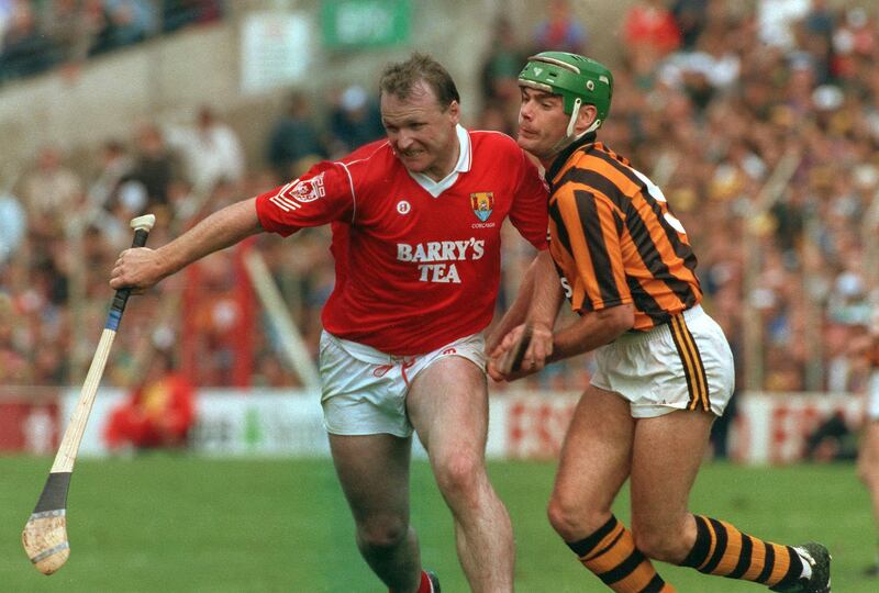 Teddy McCarthy in action against Kilkenny's Bill Hennessey during the 1992 All-Ireland final. Photograph: Inpho 