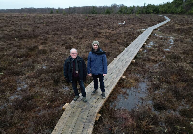 Eugene Dunbar, the secretary of Ethos (Everything Tyrrellspass Has on Show) and Mícheál Callaghan, development officer with the Community Wetlands Forum. Photograph: Alan Betson