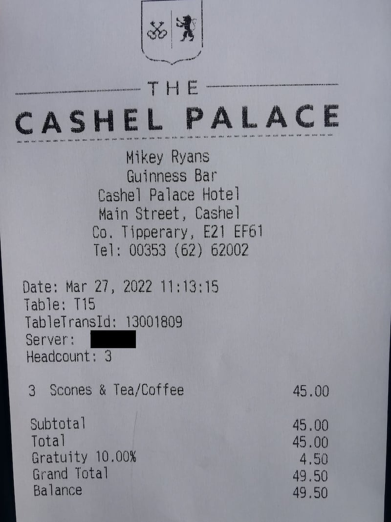 Receipt shared from Ciara on Twitter