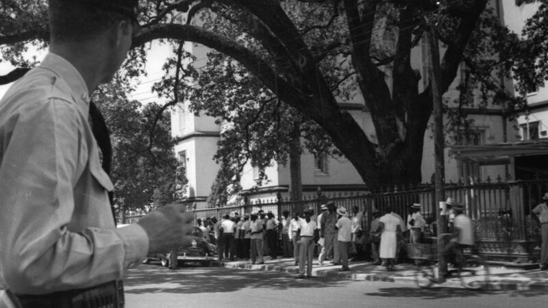 Boycotters of the Baton Rouge bus system gathering to share car rides in 1953, in Baton Rouge. Photograph: AE Woolley/East Baton Rouge Parish Library via The New York Times
