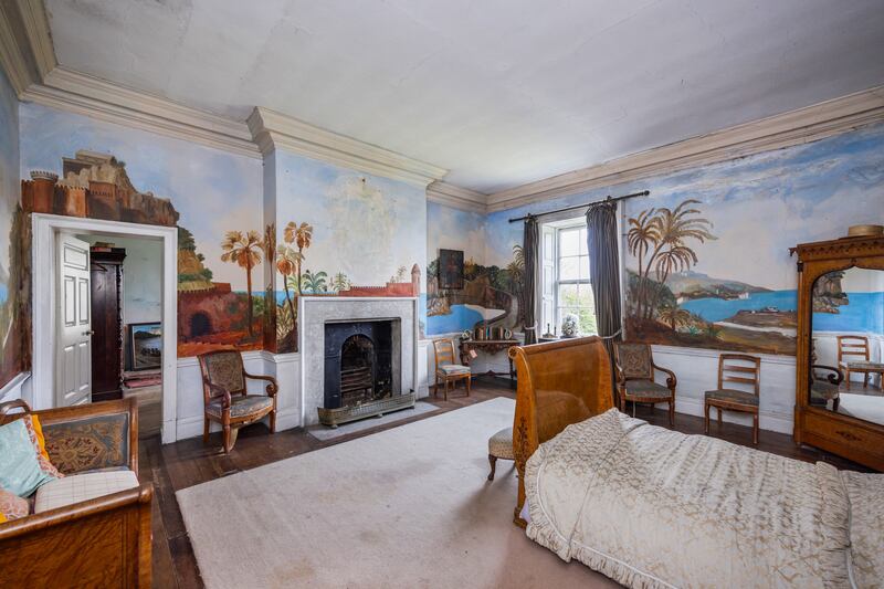 Bedroom with painted murals