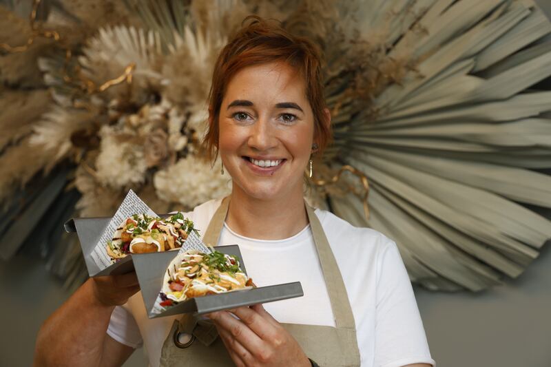 Maggie Roche with fish tacos at her Little Acorn Café in Baltinglass, Co Wicklow. Photograph: Nick Bradshaw